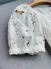 Självporträtt Summer Pure Color Panel Pete Lace Dress White Short Sleeve V-Neck Midi Casual Dresses G4A2315