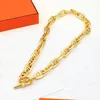 Collier de chaîne cubaine de grande qualité de grande qualité H pour femmes Designer Gold plaqué 18k T0p Matériaux avancés Reproductions officielles Boîte cadeau de luxe classique