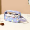 Print Transparent Cosmetic Bag Large Capacity Stitched Handbag Sweet Macaron Toiletry Bag Travel Portable Storage Bag