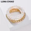 Fios de miçangas Chiao 2021 Trendy 6 peças Multi camadas de camadas empilhadas Pearl Gold Ball Breaded Bracelets Set2090