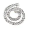 Hot selling men's and women's alloy full diamond necklace with diamond inlaid hip-hop Cuban chain jewelry width 1.5cm Alloy material