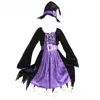 Girl Dresses Kids Girls Halloween Witch Cosplay Costume Carnival Party Performance Long Sleeve Irregular Hem Dress With Waistband Hat