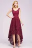 Runway Dresses Lace High Low Evening Dresses 2024 Women Dusty Rose Sexy V Neck A-line Slveless Formal Prom Wedding Party Gowns Robe De Soire Y240426