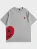 Men's T-Shirts Red Peach Loves an Interesting Smiling Face Printed T-shirt Mens Fashion Cotton Shirt Summer Breathable T-shirt Soft Top J240426