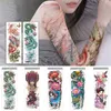 Tattoo Transfer Colorful Temporary Tattoo Women Peony Fish Tattoo Body Leg Thigh Full Arm Sleeve Tattoo Stickers Sexy Waterproof Big Size 240426