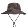 Chapéus de balde largura Chapéus de camuflagem Chapéus de balde para homens Homens de verão Hats Sun Army Exerdo Panamá Pesca Militar Caminhando Camping C Imperatância J240425