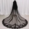 Hochzeitshaarschmuck schöne schwarze lange Hochzeit Schleier 2 T 3 Meter Kathedrale Cover Face Black Gothic Braut Schleier Hochzeitszubehör