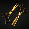 Tesoura de cabelo profissional japonês 440c de 6 polegadas dragão dourado barbeiro Q240426