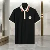 letter classic solid color short sleeve T-shirt for men's business casual half sleeve embroidery double pocket lapel polo shirt summer