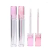 Storage Bottles Transparent Lip Gloss Tube 5.5 ML Clear Pink Rose Red Lid Lipstick Empty Round Cosmetic Container Packaging Bottle 50pcs