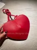 Top Quality 2024 Nouveau sac d'épaule en forme de coeur en cuir rouge