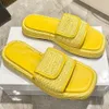 Halm toffel plattform sandal lyx designer sko sommar kvinnor mule loafer sandale skjutreglage utomhus triangel sommar strand slide casual skor