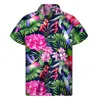 Men's Casual Shirts Fashion Tropical Plants Hawaiian Shirt 3D Print Flower Beach Button Shirts Men Summer Short Sleeve Tees Street Tops Aloha Blouse 240424