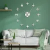 Klockor Flying Plane Fighter Jet Stor väggklocka DIY 3D Akryl Spegeleffekt Klistermärke Airplan Silent Watch Aviator Home Decor