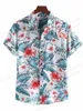 Chemises décontractées pour hommes chemises florales chemises de mode masculines vocation de camp de camp de plage Cuba Shirt Turn-down Aloha Mens Vêtements 240424