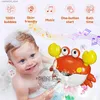 Sand Play Water Fun Baby shower toy bubble machine crab frog music childrens shower toy bathtub soap automatic bubble making baby bathroom toy Q240426