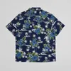 Mäns casual skjortor Bob Dong Rose Graphic Aloha Shirts For Men All-Cotton Hawaiian Shirts Blue 240424