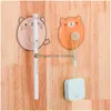 Toothbrush Holders Cartoon Chick Bunny Kitten Bear Animal Holder Wall Mounted Antibacterial Tooth Brush Storage Rack Bathroom Organi Dhh1C