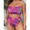 Nieuwe grote gesplitste print Strapless Backless High Tailed Sexy en modieuze bikini-vrouwen