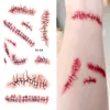 Tattoo Transfer Halloween Tattoo Sticker Horror Horror Bloody Zombie Scar a prova d'água Tattoos Diy Evento Partido Arte do corpo Makeup Kids Adult 240426