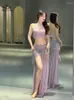 Scene Wear Belly Dance Sexy Performance Dress Fairy Long Suit Striped Women's Practice