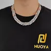 Kettingen Hip Hop 15 mm Iced Out Cuban Link Chain Shiny Cz Stone Silver Pink Dubbele kleur Versterkte ketting voor vrouwen Men Gift Jewelry