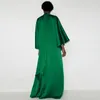 2024年春イスラム教徒フルスリーブ女性のドレスハイネックルーズスイング中東サテンロングドレス適切な240415