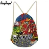 DrawString NoisyDesigns Kids Linen Storage Bags 2024 Hip Hop Graffiti 인쇄 자루 여성 소형 쇼핑 Mochilas 3d Customzied