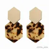 Boucles d'oreilles de chandelier de Chandelier Grandes ovales pour femmes Résine Resin acrylique Géométrique Longue Oreille d'oreille Za Jewelry