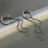 Charm 1pc silverfärg lång tofs klippörhängen för kvinnor män kreativa enkelt c öron manschett icke-genomträngande öronklipp trend smycken gåva