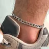 Enkelbanden waterdicht 14K witgoud Cubaanse tarweketen Anklet armbanden voor mannen zomervakantie strand voet geschenken sieraden lengte verstelbare otk6h
