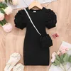 女の子のドレス無料バッグミディドレスキッズガールズガールズ服