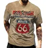 Męskie koszulki US Route 66 Drukuj Nowy męski retro koszulka europejska rozmiar hip-hopowy top t-shirt męskie mens z dużym t-shirtem codziennie odzież J240426