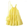 Girl Dresses Kids Girl Girl Halter Dress Summer Plaids Plaids senza maniche Am a-Line per le vacanze in spiaggia Sunziera