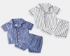 Summer 2 3 4 6 8 10 år Kort ärm Sleepwear Shirtshorts 2 stycken Tracksuit For Kids Baby Boys Striped Pyjamas Set 2104149628295