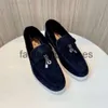 Loro Piano LP Shoes Winter Charms Walk Suede Loafers Shoes äkta läder Men avslappnad slip på lägenheter Kvinnor lyxdesigners platt klänning sko fabrikskor fitb