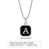 Strands Vnox A-Z original letter mens necklace geometric pendant with box shaped Cuban rope chain stainless steel square simple necklace 240424