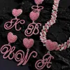 Fios Hip Hop Bling Curva de cristal rosa fêmea Feminino Colar Cuba Cubano Colar Chain Chain Colar 240424