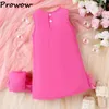 女の子のドレスProwow Kids Party for Girls Red Neeveless Princess Cake Dress Children Birthday with ShalledBag 2024