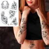 Tattoo Transfer Large Tiger Lion Black Flower Fake Tattoo Sticker For Women Rose Fox BirdTemporary Tattoos DIY 3D Water Transfer Tatoos Girl Man 240427