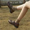 Chaussures décontractées printemps été en cuir authentique Femmes à orteils ronds Pumps