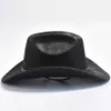 Szerokie brzegowe czapki wiadra faux skórzana czapka kowbojska dla mężczyzn vintage dżentelmen panama cowgirl hat sombrero hombre y240425