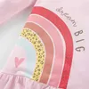 Vestidos de menina Little Maven Baby Girls Dress 2023 Novos garotas de outono elegante vestido rosa estampas arco -íris vestidos de manga longa algodão Kidsl2404