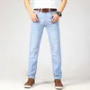 Herren Jeans Herren Hochwertige dünne Jeans 2024 Frühling/Sommer Neugeschäft Casual Slim Fit Elastic Classic Style Hosen Sky Blue Pantsl2404