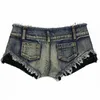 Kobiety Kobiety Nowy seksowne damskie damskie koronkowe patchwork Super Denim Shorts Klub nocny gorące spodnie Y240425