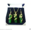 Kostuum sieraden groen jade draken ketting hanger oorrang setsltltlt2505016