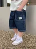 LJMOFA 1-8Y Summer Boys Casual Shorts For Toddler Kids Elastic Taille Short Pant Blue Cotton Beach Soft Baby Clothing D370 240425