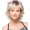 White womens anti curling wig headband short curly hair black gradient silver gray