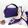 Sapatos de vestido elegantes saltos altos e bolsa de combinação strass italiano strassnes sexy pontas pontilhadas de bolsas para casamento