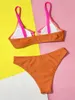 Women's Swimwear Splicing Cut Out Brazilian Bikini Female Swimsuit Women Two-pieces Set High Bather Bathing Suit Swim K5439